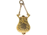 Regency 15ct Gold Lyre Pendant with Glazed Locket Interior