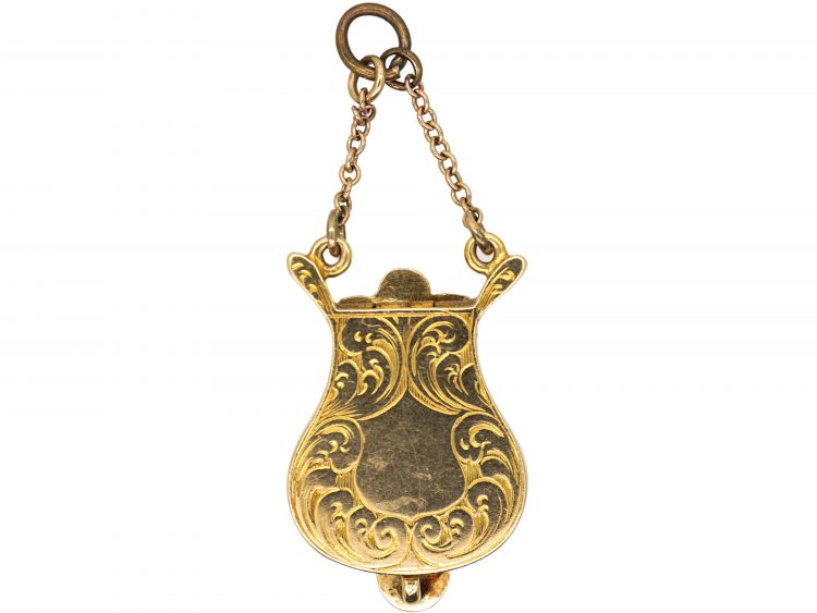 Regency 15ct Gold Lyre Pendant with Glazed Locket Interior