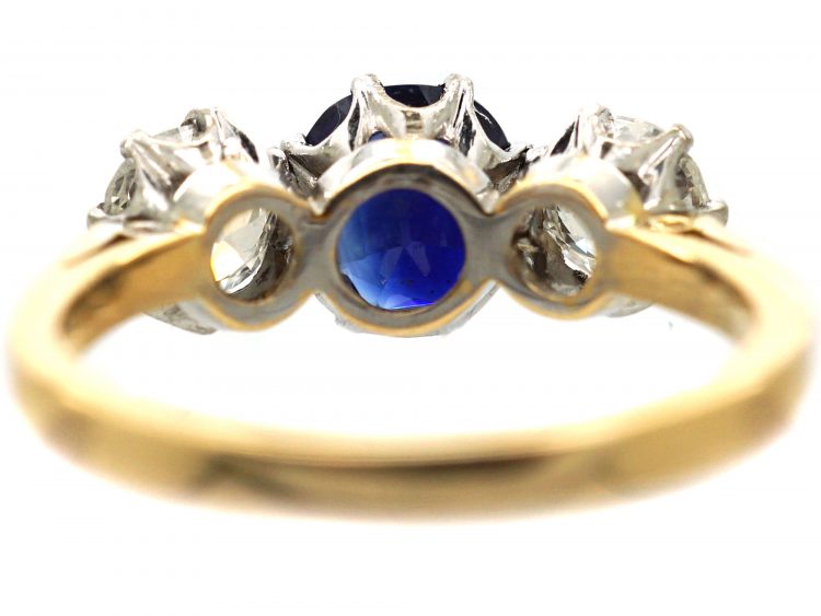 18ct Gold & Platinum, Sapphire & Diamond Three Stone Ring