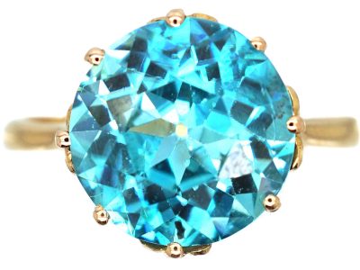 Art Deco 18ct Gold Zircon Solitaire Ring