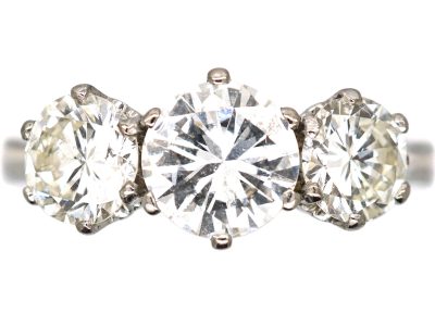 Art Deco 18ct White Gold, Three Stone Diamond Ring