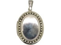 Victorian Oval Silver Locket with Hobnail Detail