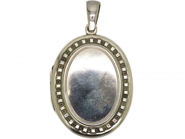 Victorian Oval Silver Locket with Hobnail Detail