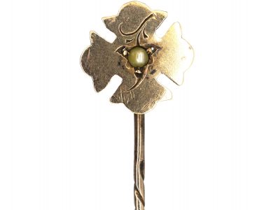 Victorian 9ct Gold Tie Pin set with a Natural Split Pearl