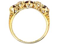 Victorian 18ct Gold, Ruby & Diamond Five Stone Ring
