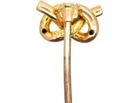Edwardian 9ct Gold Stafford Knot Tie Pin set with a Sapphire
