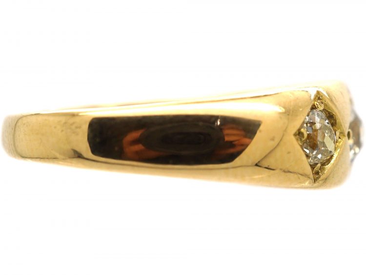 Victorian 18ct Gold, Three Stone Diamond Gypsy Ring