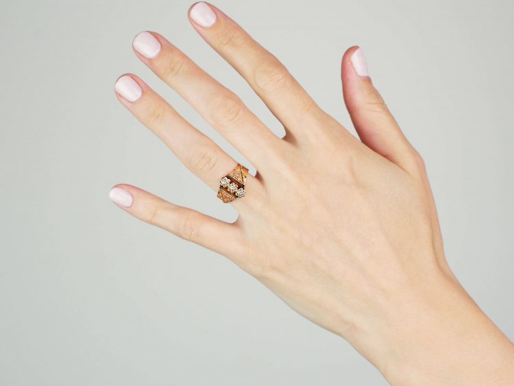 French Belle Epoch 18ct Gold, Three Colour Gold Flower Ring