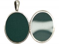 Victorian Oval Silver Locket with Ivy Leaf Detail