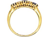 Victorian 18ct Gold Sapphire & Diamond Three Stone Ring