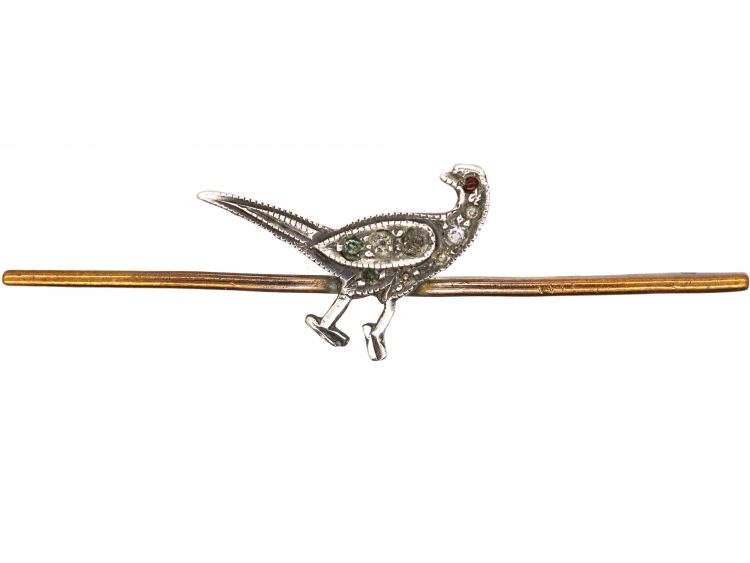 Art Deco Pheasant Brooch set with Paste