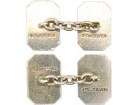 Art Deco 9ct Gold & Silver Rectangular Shaped Cufflinks