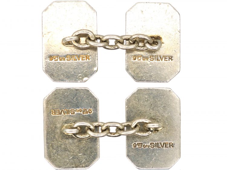 Art Deco 9ct Gold & Silver Rectangular Shaped Cufflinks