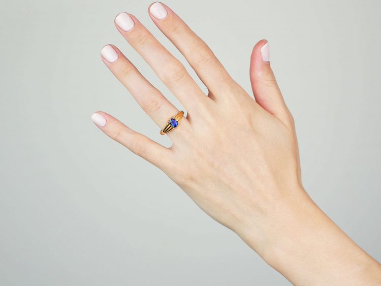 Edwardian 18ct Gold and Sapphire Solitaire Ring