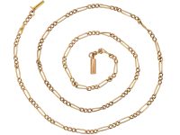 Edwardian 9ct Gold Chain with Alternate Long Links & Trace Links