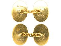 Art Deco 18ct Gold & Platinum Oval Shaped Cufflinks with Tartan Motif