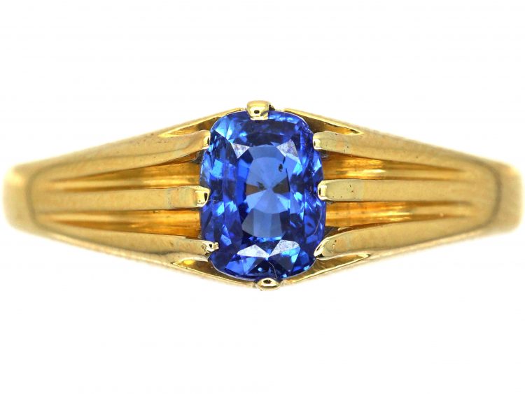 Edwardian 18ct Gold and Sapphire Solitaire Ring