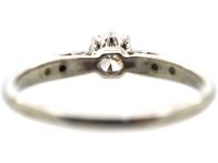 Art Deco 18ct White Gold Diamond Solitaire Ring with Diamond Set Shoulders