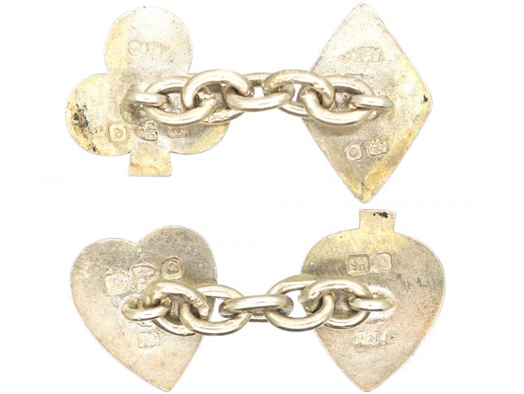 Victorian Silver Playing Card Cufflinks