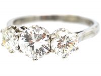Art Deco 18ct White Gold, Three Stone Diamond Ring