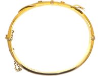 9ct Gold Buckle Bangle with Engraved Flower & Detail Assayed in 1918