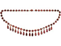 Edwardian 9ct Gold & Flat Cut Garnet Drops Necklace