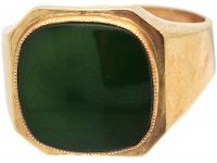 Retro 18ct Gold & Nephrite Signet Ring