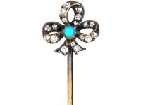 Edwardian Diamond & Turquoise Bow Tie Pin