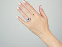 Retro 18ct White & Yellow Gold, Large Sapphire & Diamond Cluster Ring