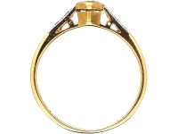 Art Deco 18ct Gold & Platinum Diamond Solitaire Ring with Diamond Set Shoulders