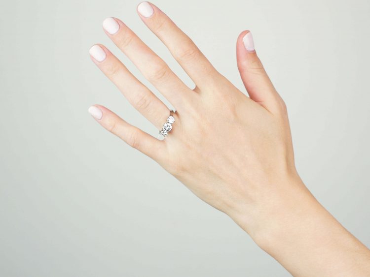 Art Deco 18ct White Gold, Three Stone Diamond Ring