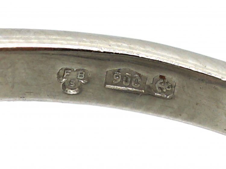 Art Deco Platinum, Diamond Solitaire Ring with Diamond Set Shoulders