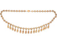 Edwardian 9ct Gold & Flat Cut Garnet Drops Necklace