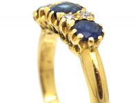 Victorian 18ct Gold Sapphire & Diamond Three Stone Ring