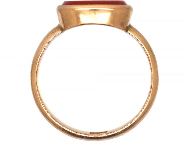 Edwardian 15ct Gold Carnelian Ring with Intaglio of Hellenistic Attic Helmeted Warrior