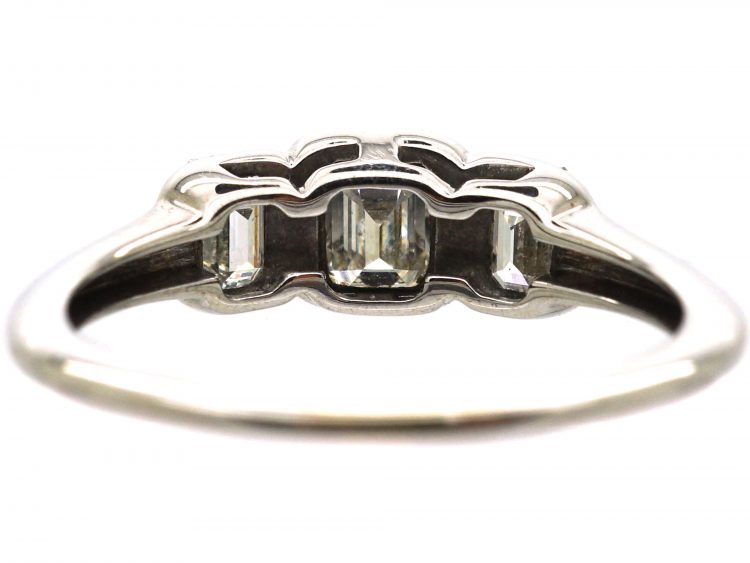 18ct White Gold, Three Stone Baguette Diamond Ring