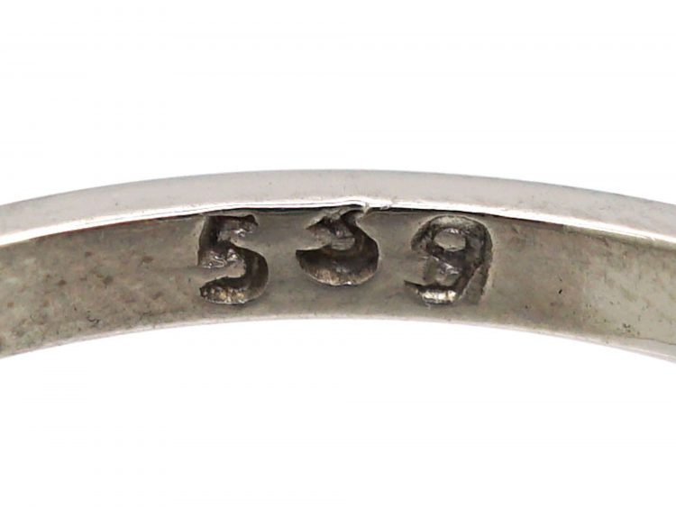 Art Deco 18ct White Gold Diamond Solitaire Ring with Diamond Set Shoulders