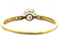 Art Deco 18ct Gold & Platinum, Diamond Solitaire Ring with Diamond Set Shoulders