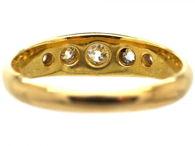 Victorian 18ct Gold, Five Stone Rub Over Set Diamond Ring