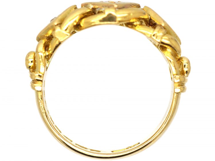 Edwardian 18ct Gold Triple Knot Ring set with Three Diamonds