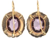 Early Victorian 9ct Gold, Amethyst & Natural Split Pearl Earrings