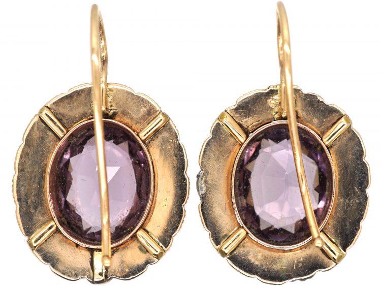 Early Victorian 9ct Gold, Amethyst & Natural Split Pearl Earrings