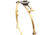 Edwardian 15ct Gold & Silver, Crop & Horseshoe Bangle set with Diamonds
