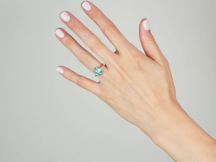 Art Deco 18ct Gold Zircon Solitaire Ring