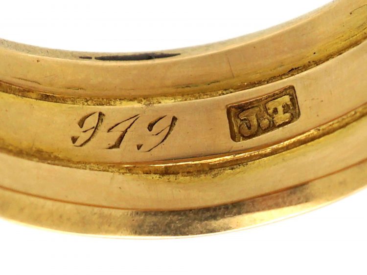 Victorian 18ct Gold Snake Ring with Diamond & Ruby Eyes