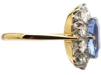 1950s 18ct Gold, Large Sapphire & Diamond Oval Cluster Ring