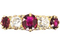 Victorian 18ct Gold, Ruby & Diamond Five Stone Ring