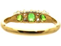 Edwardian 18ct Gold, Green Garnet & Diamond Three Stone Ring
