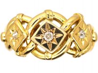 Edwardian 18ct Gold Triple Knot Ring set with Three Diamonds