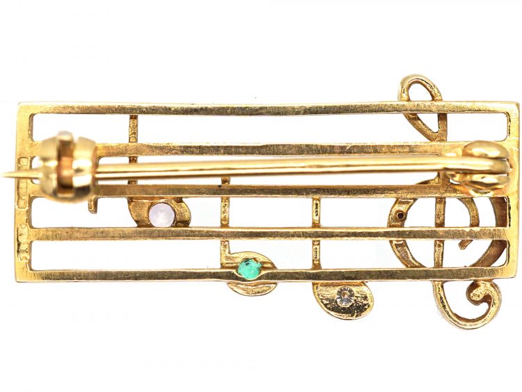 9ct Gold Musical Brooch Spelling Dear